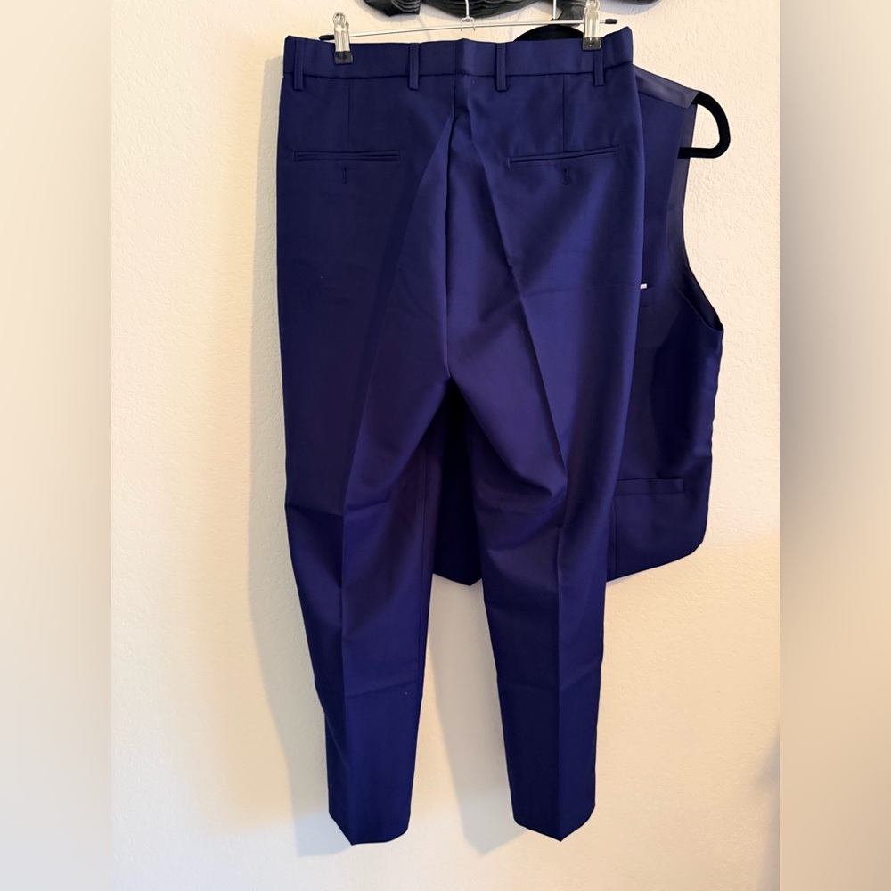 Men's Royal Blue Dress Vest and Trousers Set - Picture 4 of 9
